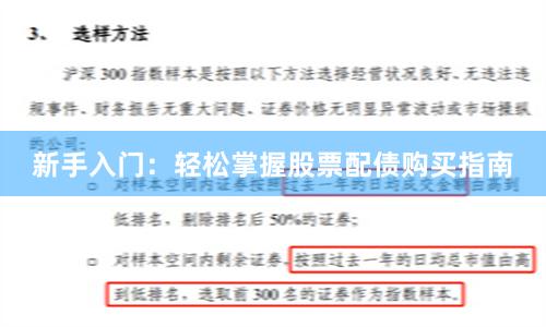 新手入门：轻松掌握股票配债购买指南